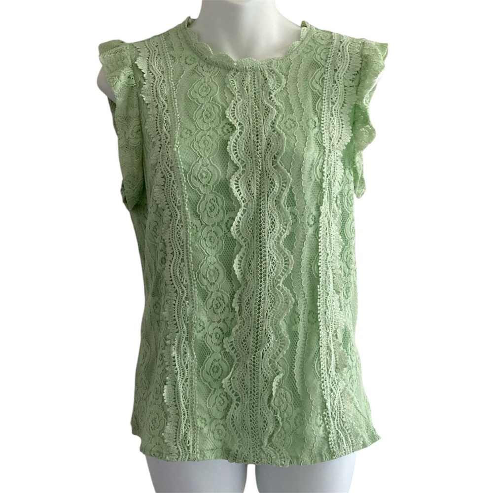 Shein | Green Lace Sleeveless Top